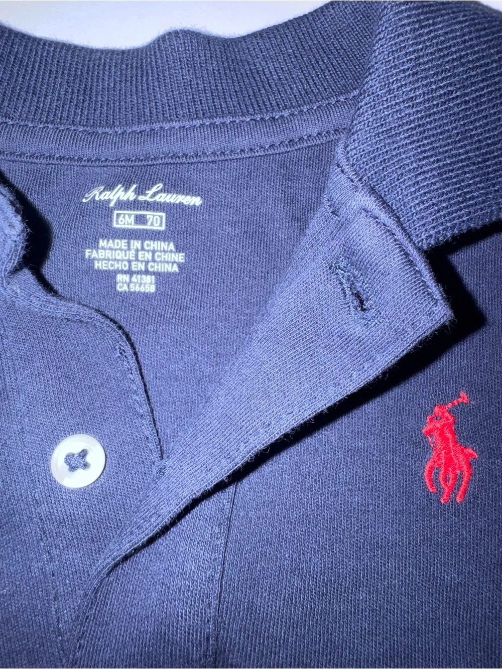 Ralph Lauren size 6 months blue polo short sleeve shirt